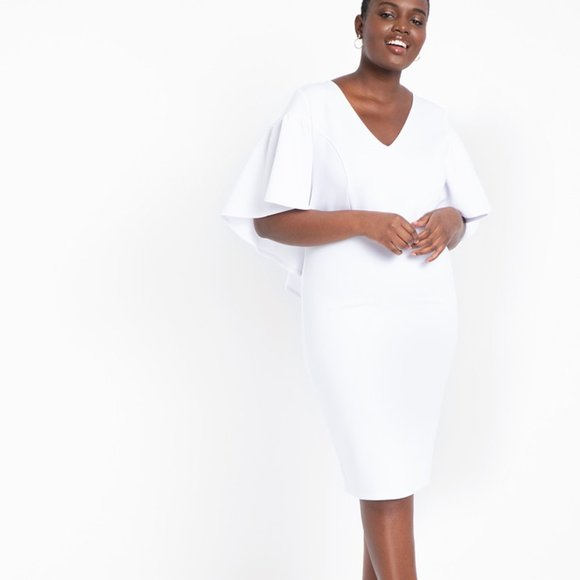 Eloquii Dresses & Skirts - NWT Eloquii Ruffle Cape Dress White Size 16